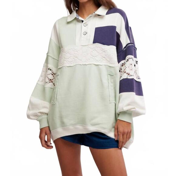 FREE PEOPLE Tops - NEW FREE PEOPLE american dream polo in nautical combo